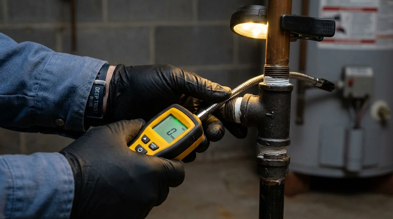 Gas leak detection with electronic sniffer by Johns Plumbing LLC in Centralia