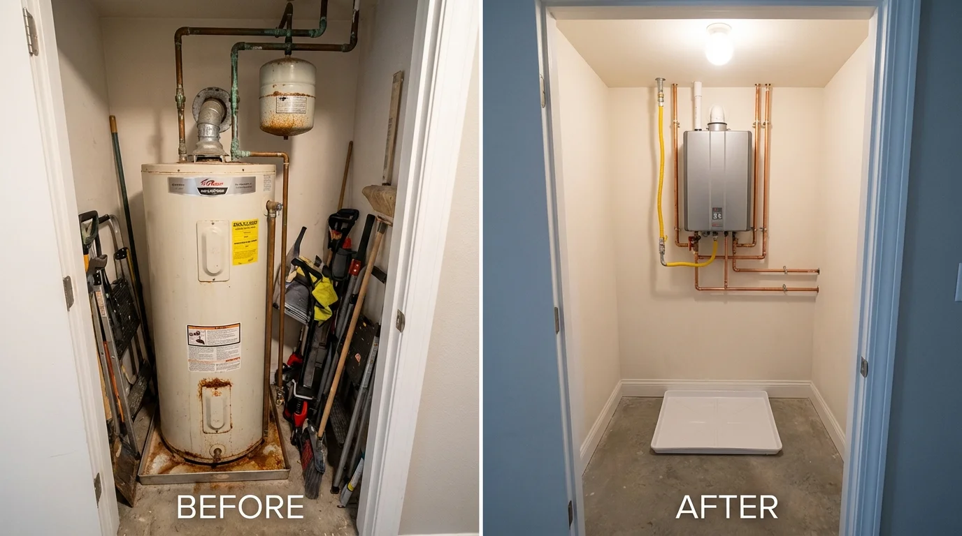Tank water heater versus wall-mounted tankless unit comparison for Centralia, WA homeowners